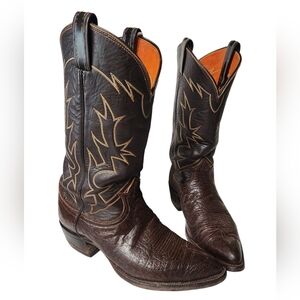 Vintage Tony Lama Exotic Caribou Leather Boots 6283 Gold Label Size 8.5 EE